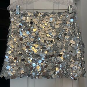 Windsor Shimmering Silver Disc Mini Skirt